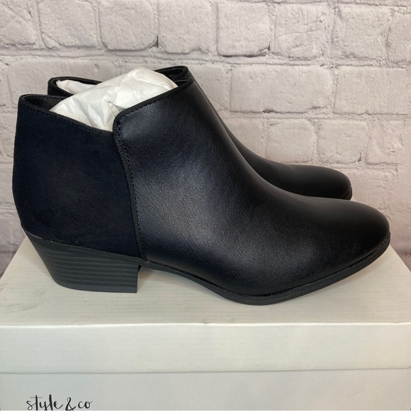 STYLE & CO Wileyy Ankle Booties Black Smooth Microsuede - Picture 8 of 16